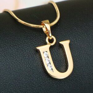"Rose Gold Initial U Pendant with Crystals – Elegant Letter Jewelry, XPPT1370